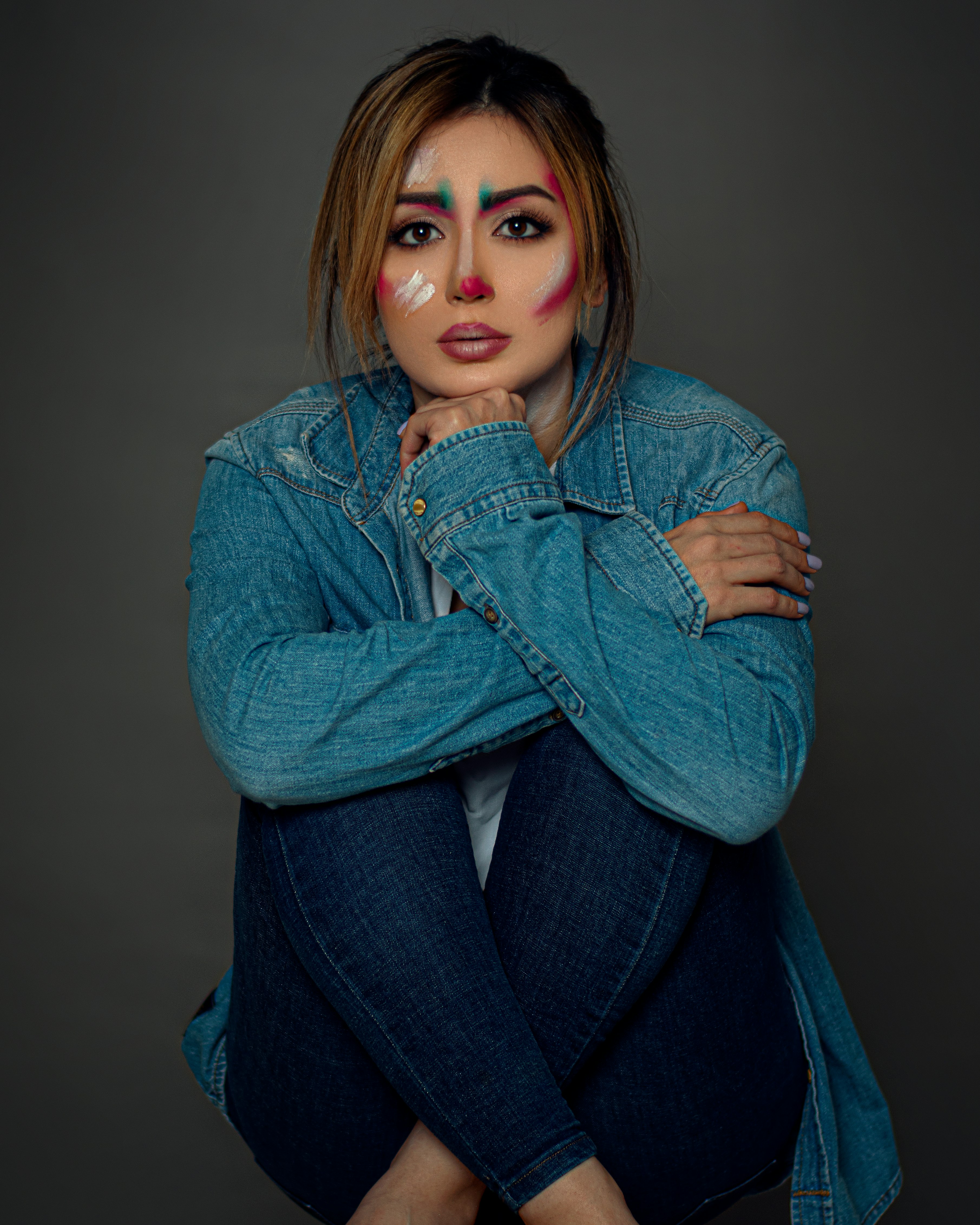 woman in blue denim jacket